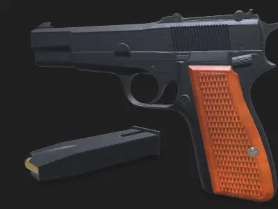 Browning Hi-Power Low-poly PBR Free low-poly 3D model