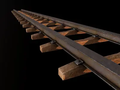 Old Railway Track2 Low-poly 3D model