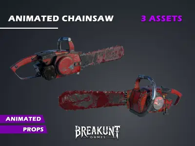 Animated Chainsaw - 3 assets 3D model