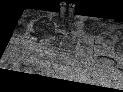 construction-site industrial terrain debris drone photogrammetry Low-poly 3D model
