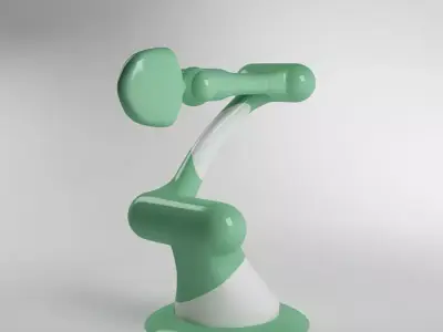 Industrial Robot arm joint green and white 3D model