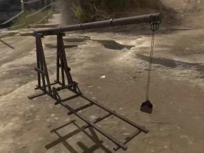Trebuchet crane Low-poly 3D model