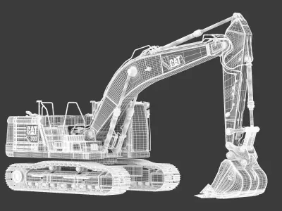 CAT 330 Medium Excavator Dirty 3D model