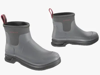Grey Short Rubber Boots 3D model
