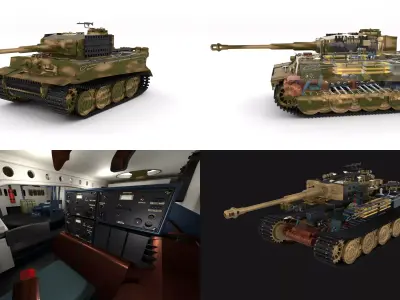 Fully built Panzer Tiger Tank Late 1944 v2 w interior and engine 3D model