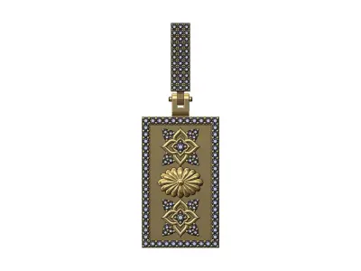 Diamond artdeco ornaments pendant with iced bail 3D print model