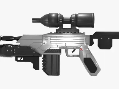 Sci-Fi Battle Rifle Combo Low-poly 3D model