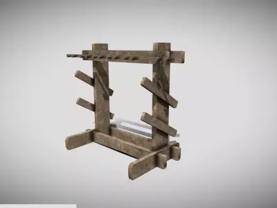 Medieval Weapons Rack Low-poly 3D model