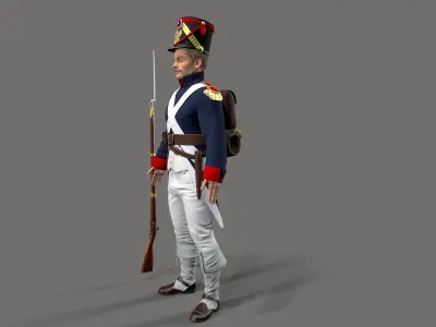 Napoleon soldier Low-poly 3D model
