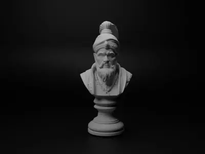 Indian Mughal Warrior Bust Chess 3D print model get