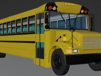 New Bus-International-3800 and Yellow bus collection-Film Making Low-poly 3D model