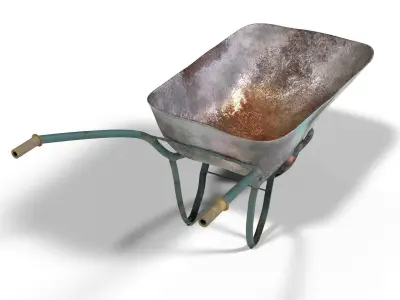 Realistic Used Ruined Wheelbarrow 3D model