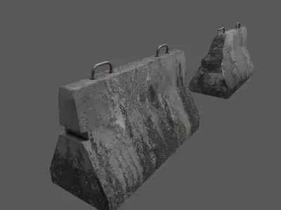 Military Concrete Barrier Low-poly 3D model