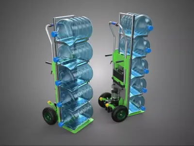 ELECTRIC STAIR CLIMBING HAND TRUCK CART GALLON WATER BOTTLE RACK 3D model