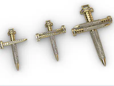 dijes- Colgantes paquete de 3 cruces de estaca -v- 3D print model