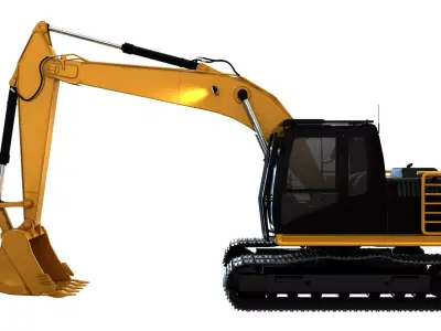 Hydraulic Excavator  Low-poly 3D model