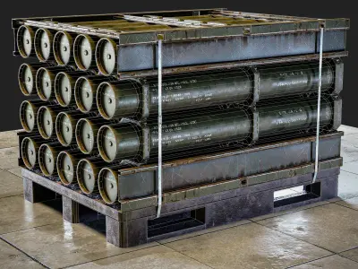 Military Cartridge Tube Cargo Low-poly 3D model