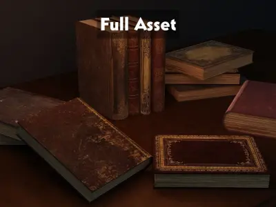 Old Books Asset Low-poly 3D model