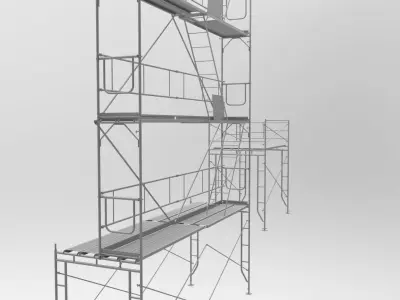 Platform scaffolding tower and ladder 3D model