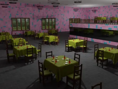 Restaurant  Low-poly 3D model buy