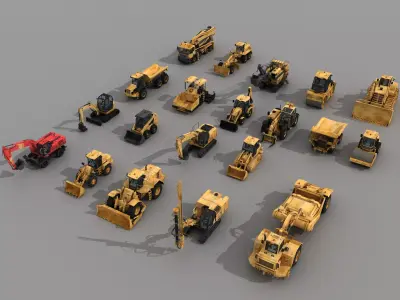 Large construction vehicles 3D model buy