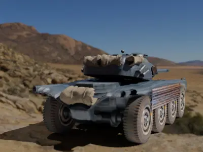 tank panhard EBR LOW POLY Low-poly 3D model