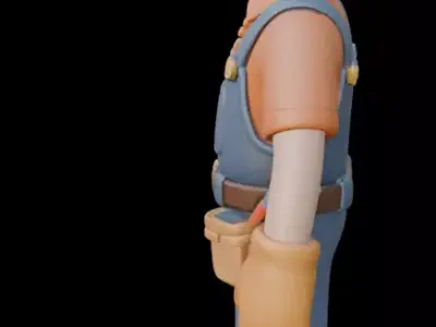 Construction Worker Cartoon Character 3D model