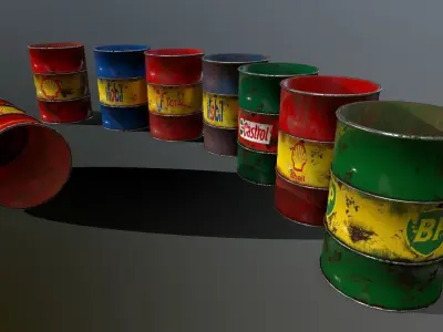 Barrel oil barrels Low-poly 3D model