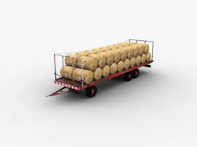 Bale Trailer Lowpoly Low-poly 3D model
