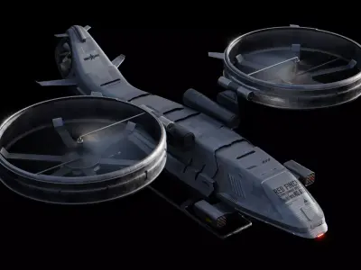 Red Finch Flying Combat System - Sci-fi Aircraft Low-poly 3D model