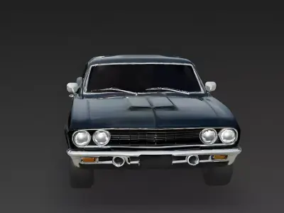 Realistic 60s Classic Muscle Car 3d model Low-poly 3D model
