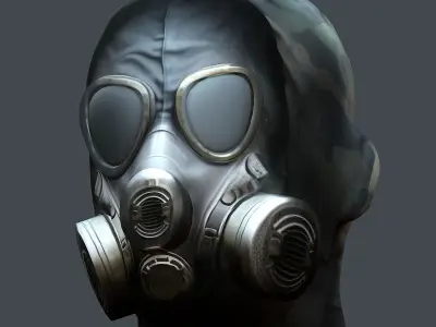 Gas mask helmet 3d model military combat Low-poly Low-poly 3D model 5