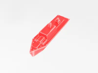 Cartoon Simple Warship v1 010 Low-poly 3D model