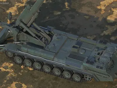 2S7 Pion Heavy Artillery Armed Position Clean  purchase 3D model