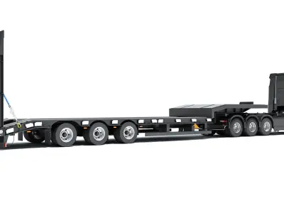 Truck with Platform Trailer 3D model shop