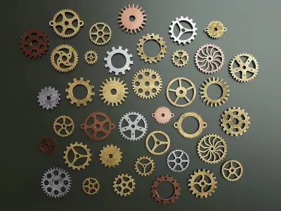 Set of steampunk gears 3D model