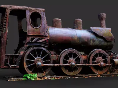 locomotive mining old rusty iron wreck PBR photogrammetry 3D model