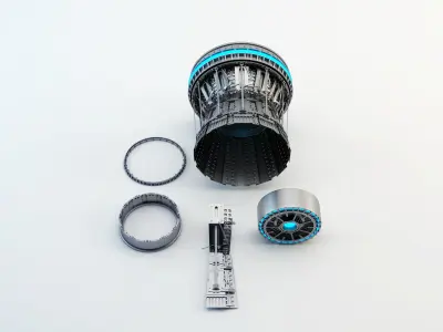 3d Military Jet Exhaust and Nozzle Detail kit II 3D model