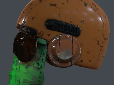 Gas mask helmet 3d model scifi Low-poly Low-poly 3D model Low-poly 3D model 14