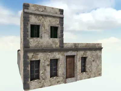 Old High-Quality 3D Colonial House Low-poly 3D model shop
