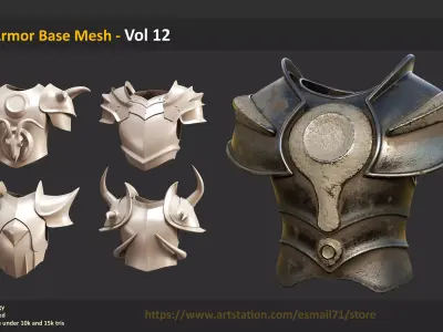 30 Armor Base Mesh - Vol 12 Low-poly 3D model