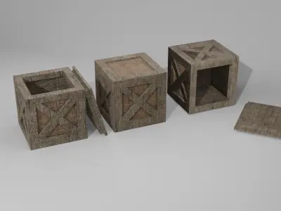 Wooden Crates - Aged Low-poly 3D model