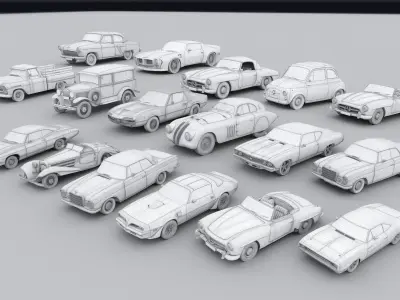 16 Classic Cars Pack 3D model
