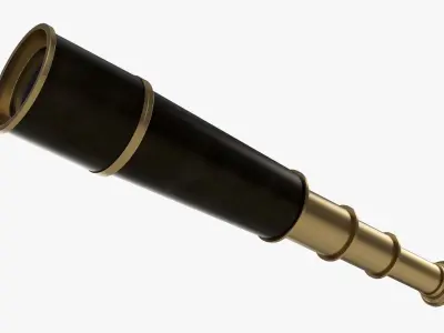 Antique brass spyglass 3D model
