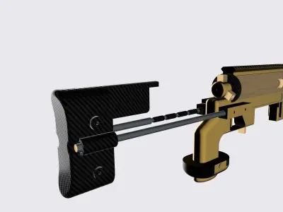 Gold and Carbon Sniper Gun CheyTac M200 Version 3D model