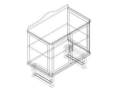 Antique Timber Low Display Shelf Carpentered Craft Malaysia 3D model