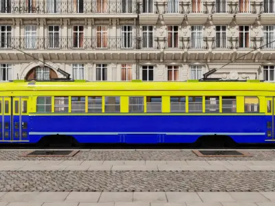  Antique Tram Yellow Blue 