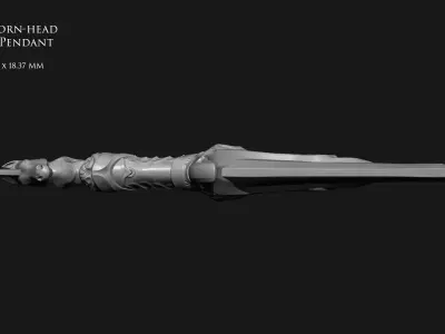 Unicorn-head Blade Pendant 3D print model