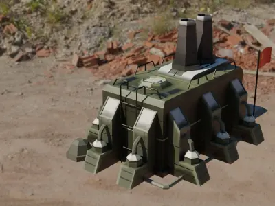 Low Poly Communist Party camp Free low-poly 3D model