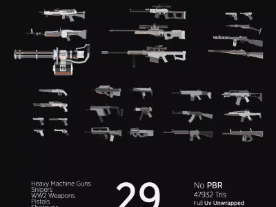 Low Poly Weapon Asset Pack Free low-poly 3D model